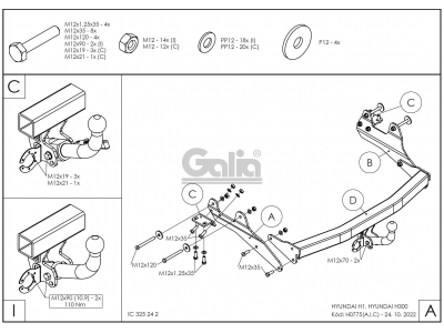 Фаркоп оцинкованный Galia шар C съемный для Hyundai H-1 Starex 2007-2018